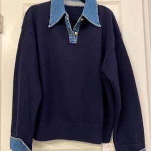 Commense 2 in 1 Panel Lapel Sweater